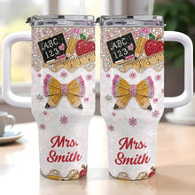 Load image into Gallery viewer, Personalized Teacher Tumbler 40oz Apple Bow Design Gift