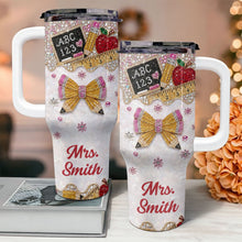 Load image into Gallery viewer, Personalized Teacher Tumbler 40oz Apple Bow Design Gift