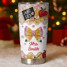 Load image into Gallery viewer, Personalized Teacher 20oz Tumbler Custom Name Rhinestone Apple