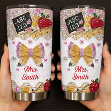 Load image into Gallery viewer, Personalized Teacher 20oz Tumbler Custom Name Rhinestone Apple