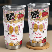 Load image into Gallery viewer, Personalized Teacher 20oz Tumbler Custom Name Rhinestone Apple