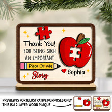 Load image into Gallery viewer, Personalized 2-Layer Wood Plaque Custom Thank You Gift for Teacher