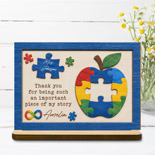 Load image into Gallery viewer, Personalized Apple Puzzle Wood Plaque Custom Name Gift for Teacher
