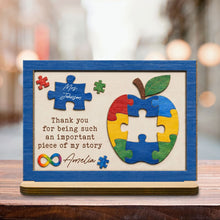 Load image into Gallery viewer, Personalized Apple Puzzle Wood Plaque Custom Name Gift for Teacher