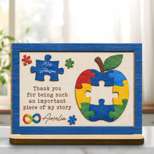 Load image into Gallery viewer, Personalized Apple Puzzle Wood Plaque Custom Name Gift for Teacher