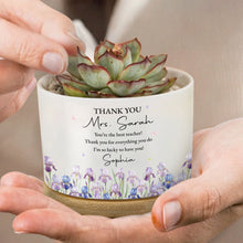 Load image into Gallery viewer, Personalized Teacher Plant Pot Custom Birth Month Flowers Gift