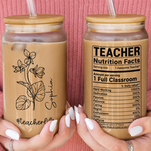 Load image into Gallery viewer, Personalized Clear Glass Can Custom Teacher Gift with Straws