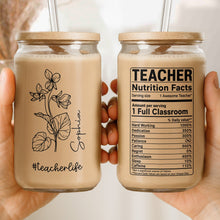 Load image into Gallery viewer, Personalized Clear Glass Can Custom Teacher Gift with Straws