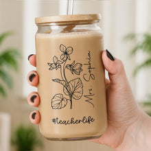 Load image into Gallery viewer, Personalized Clear Glass Can Custom Name Teacher Gift Idea