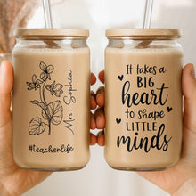 Load image into Gallery viewer, Personalized Clear Glass Can Custom Name Teacher Gift Idea