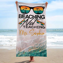 Load image into Gallery viewer, Personalized Beach Towel Custom Name Retro Design Gift for Teacher