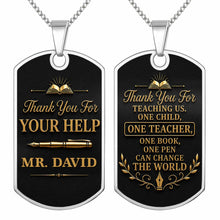 Load image into Gallery viewer, Personalized Custom Dog Tag Necklace Gift for Teacher | Graduation