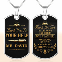 Load image into Gallery viewer, Personalized Custom Dog Tag Necklace Gift for Teacher | Graduation