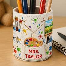 Load image into Gallery viewer, Personalized Leather Pen Holder with Custom Teacher Name Gift
