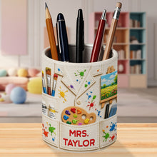 Load image into Gallery viewer, Personalized Leather Pen Holder with Custom Teacher Name Gift