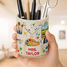 Load image into Gallery viewer, Personalized Leather Pen Holder with Custom Teacher Name Gift
