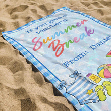 Load image into Gallery viewer, Personalized Teacher Beach Towel Custom Name Gift for Summer