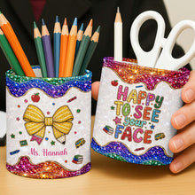 Load image into Gallery viewer, Personalized Leather Circular Pen Holder Custom Name Teacher Gift