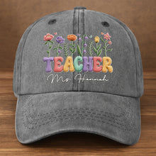 Load image into Gallery viewer, Personalized Washed Denim Cap Custom Teacher Name Gift