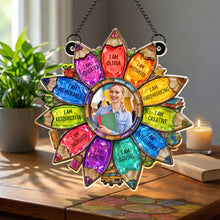 Load image into Gallery viewer, Personalized Teacher Suncatcher Custom Name Affirmation Gift