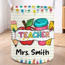 Load image into Gallery viewer, Personalized Teacher Storage Basket with Apple & Coffee Cup Gift