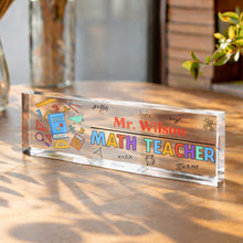 Load image into Gallery viewer, Personalized Math Teacher Acrylic Desk Name Plate Gift