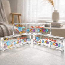 Load image into Gallery viewer, Personalized Math Teacher Acrylic Desk Name Plate Gift