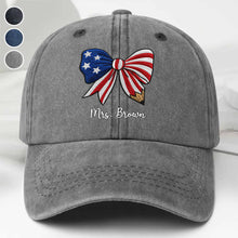 Load image into Gallery viewer, Personalized American Flag Teacher Denim Cap Custom Name Gift