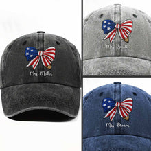 Load image into Gallery viewer, Personalized American Flag Teacher Denim Cap Custom Name Gift