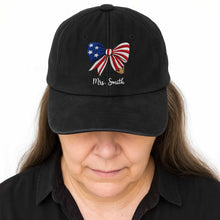 Load image into Gallery viewer, Personalized American Flag Teacher Denim Cap Custom Name Gift
