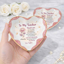 Load image into Gallery viewer, Personalized Heart Jewelry Dish Custom Name Gift for Teacher