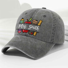 Load image into Gallery viewer, Personalized Washed Denim Cap Custom Teacher Gift Idea