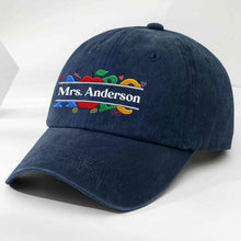 Load image into Gallery viewer, Personalized Washed Denim Cap Custom Name Gift for Teachers