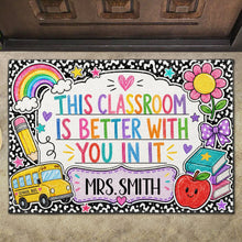Load image into Gallery viewer, Personalized Doormat with Classroom Rainbow Apple for Teacher
