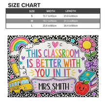 Load image into Gallery viewer, Personalized Doormat with Classroom Rainbow Apple for Teacher