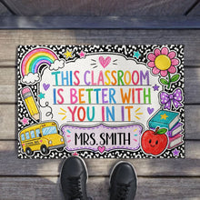 Load image into Gallery viewer, Personalized Doormat with Classroom Rainbow Apple for Teacher