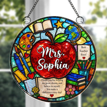Load image into Gallery viewer, Personalized Stained Glass Apple Suncatcher Gift for Teacher