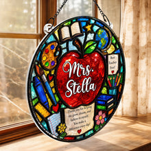 Load image into Gallery viewer, Personalized Stained Glass Apple Suncatcher Gift for Teacher