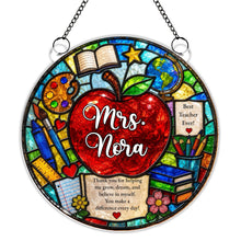 Load image into Gallery viewer, Personalized Stained Glass Apple Suncatcher Gift for Teacher