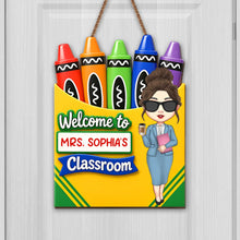 Load image into Gallery viewer, Personalized Teacher Crayon Box Wood Sign Custom Name Gift