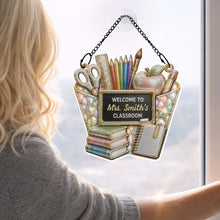 Load image into Gallery viewer, Personalized Classroom Suncatcher Custom Name Apple Decor Gift for Teacher