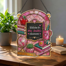 Load image into Gallery viewer, Personalized Teacher Suncatcher Custom Name Apple Gift