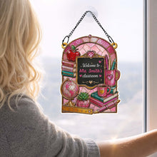 Load image into Gallery viewer, Personalized Teacher Suncatcher Custom Name Apple Gift