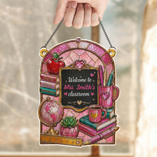 Load image into Gallery viewer, Personalized Teacher Suncatcher Custom Name Apple Gift