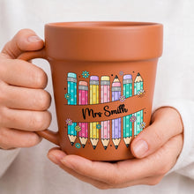 Load image into Gallery viewer, Personalized Plant Pot Ceramic Mug for Teachers with Flowers