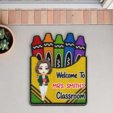 Load image into Gallery viewer, Personalized Crayon Box Doormat Custom Teacher Gift