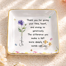 Load image into Gallery viewer, Personalized Custom Jewelry Dish with Birth Month Flower Gift for Teacher