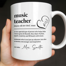 Load image into Gallery viewer, Personalized Music Teacher Coffee Mug Custom Name Gift