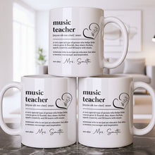 Load image into Gallery viewer, Personalized Music Teacher Coffee Mug Custom Name Gift