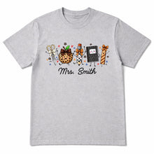 Load image into Gallery viewer, Personalized Teacher T-Shirt Hoodie with Leopard Apple Design